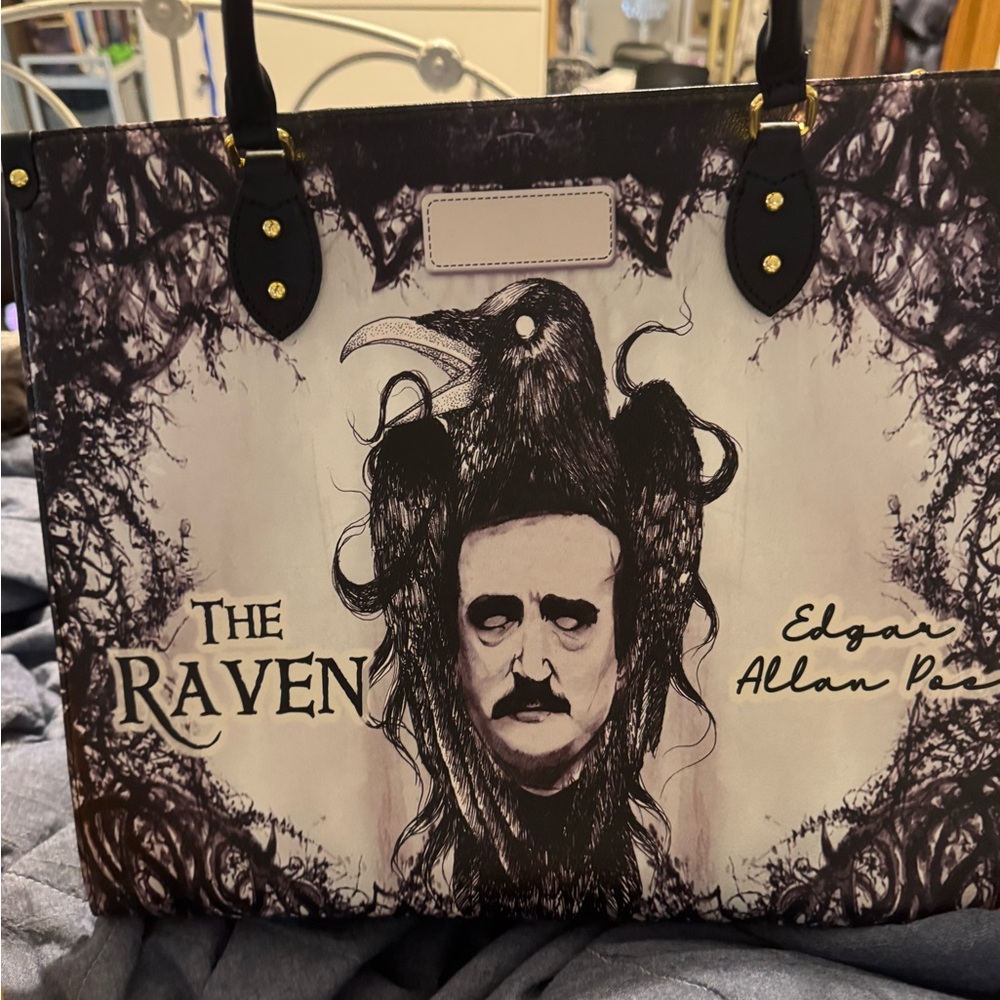 Black and White Laptop Bag with Gothic Design
